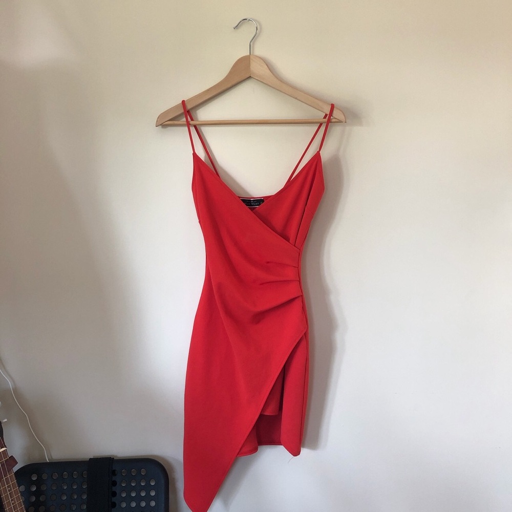 Red bodycon wrap dress